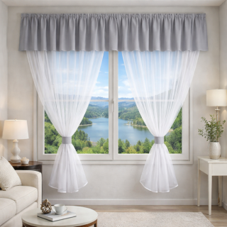 Záclonový voálový set s kanýrem Rongo šedý