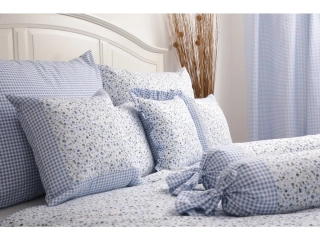 Bavlněné povlečení INÉS s modrou pepito kostičkou