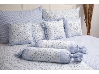 Bavlněné dekorativní povlaky INÉS s modrou pepito kostičkou