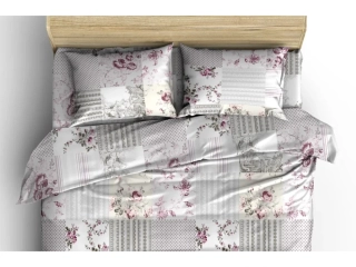 Flanelové povlečení Patchwork šedolila