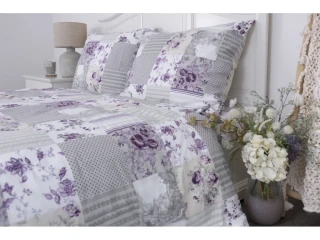Flanelové povlečení Patchwork šedolila