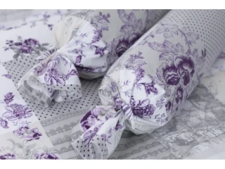 Flanelový povlak váleček Patchwork šedolila - 50x15 cm