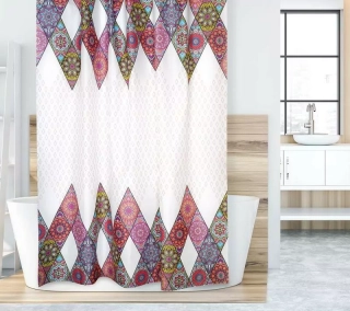 Koupelnový závěs 180/200 cm - Růžová mandala